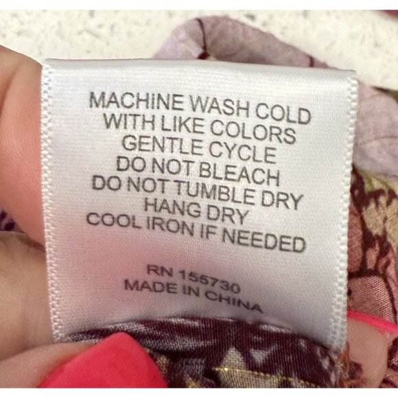 Jane Delancey Womens Floral Purple Gold Metallic Stripe Split Neck XL - Picture 7 of 7